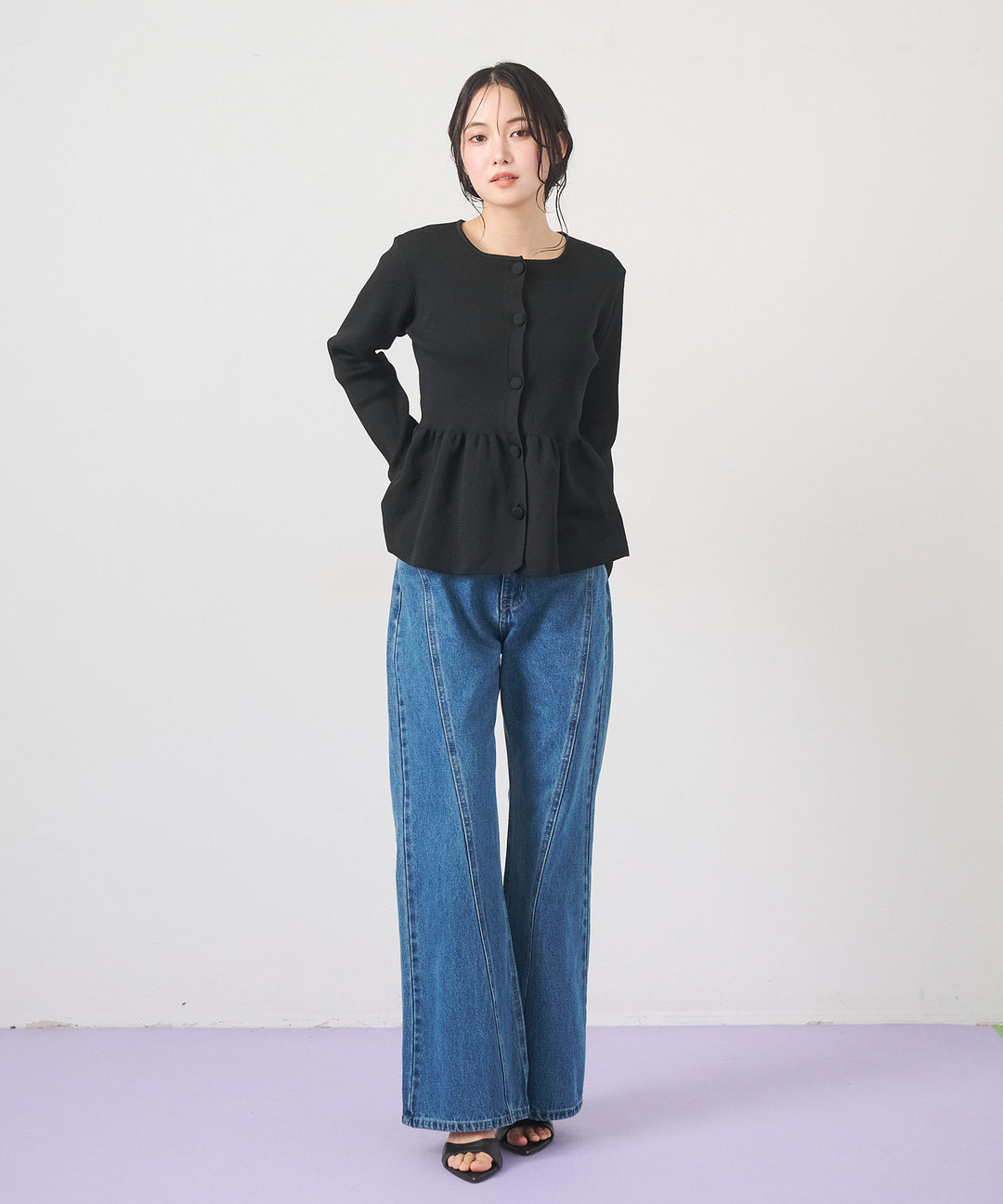 (eliuu)Peplum Rib Knit Top