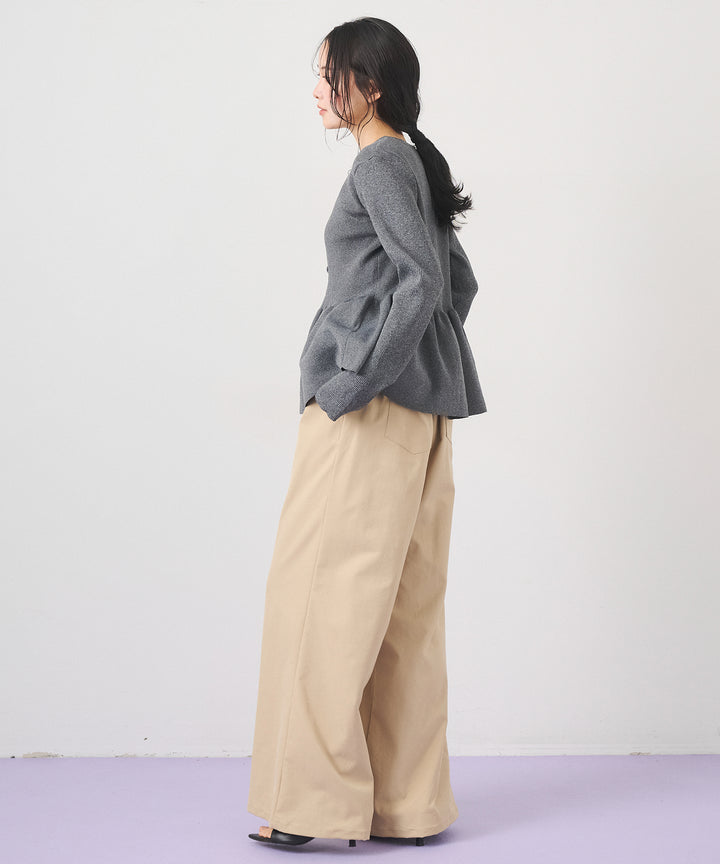 (eliuu)Peplum Rib Knit Top