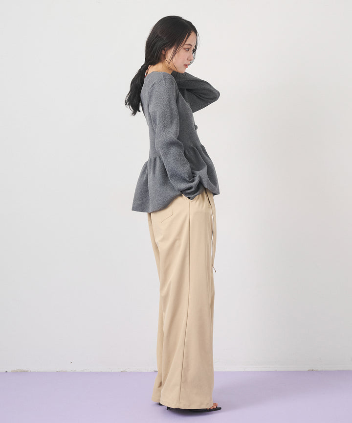 (eliuu)Ring Belt Wide Pants