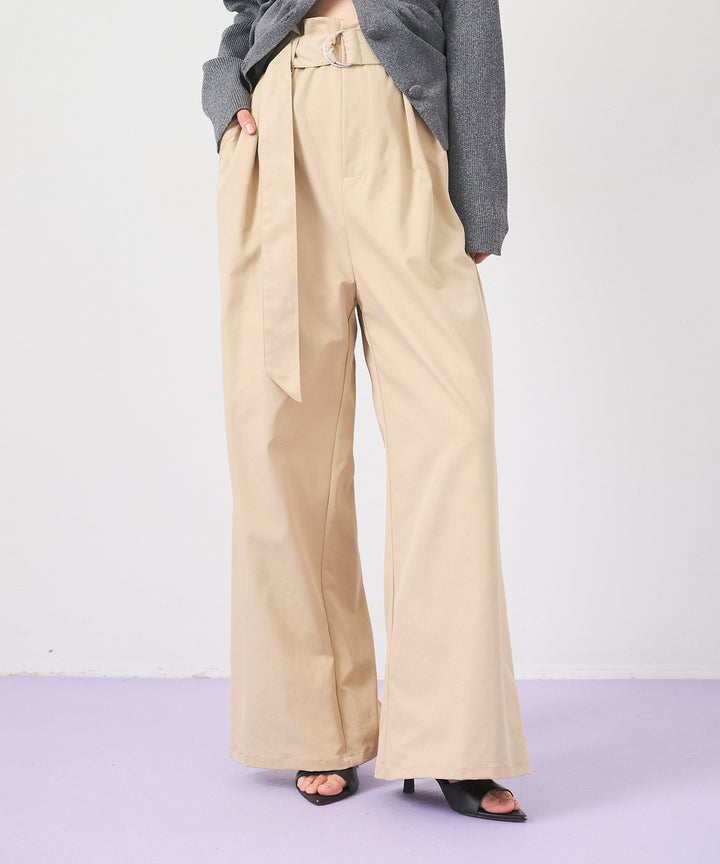 (eliuu)Ring Belt Wide Pants