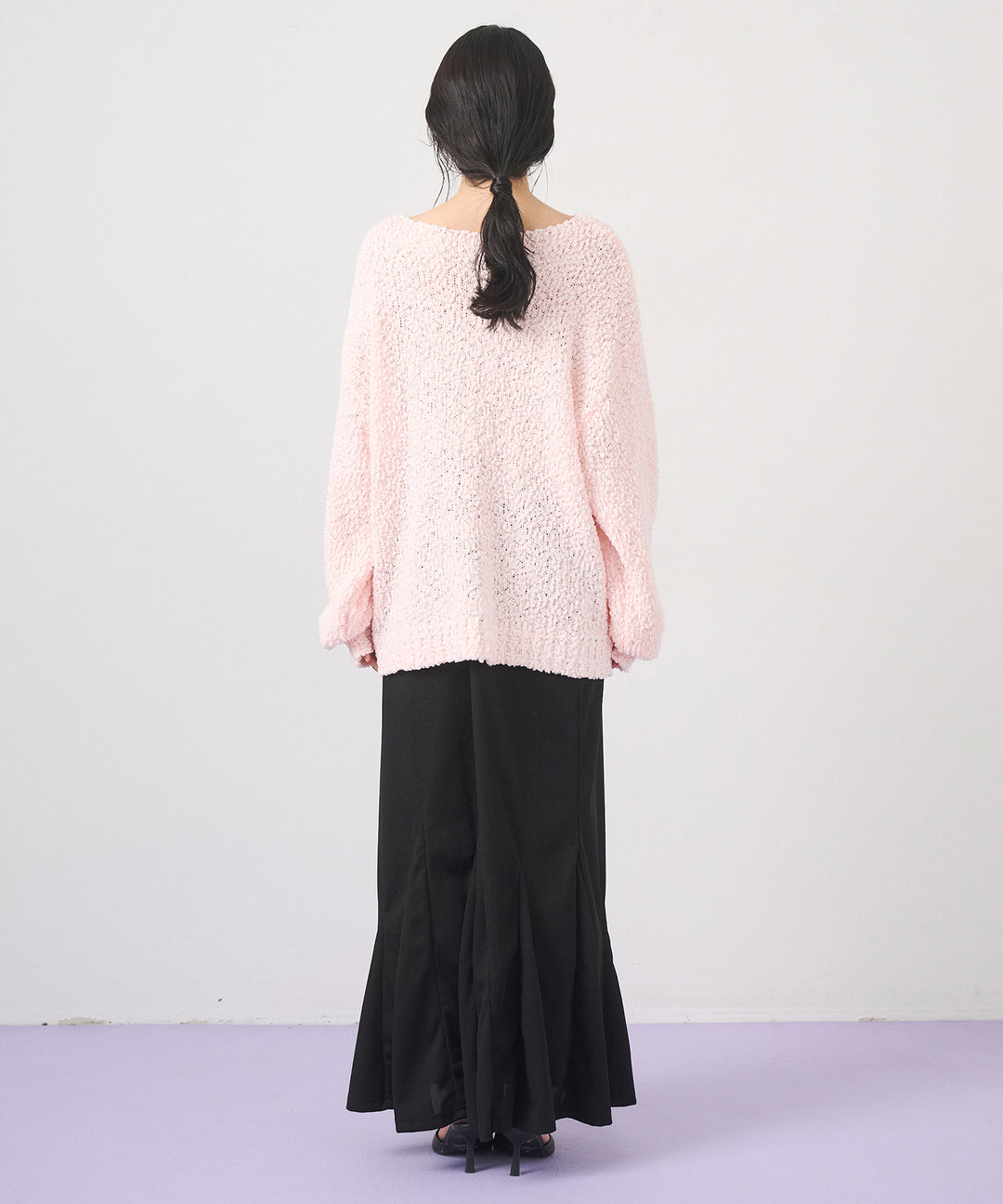 [SET]Airy Popcorn Knit Tops+Ribbed Mermaid Skirt(2set)