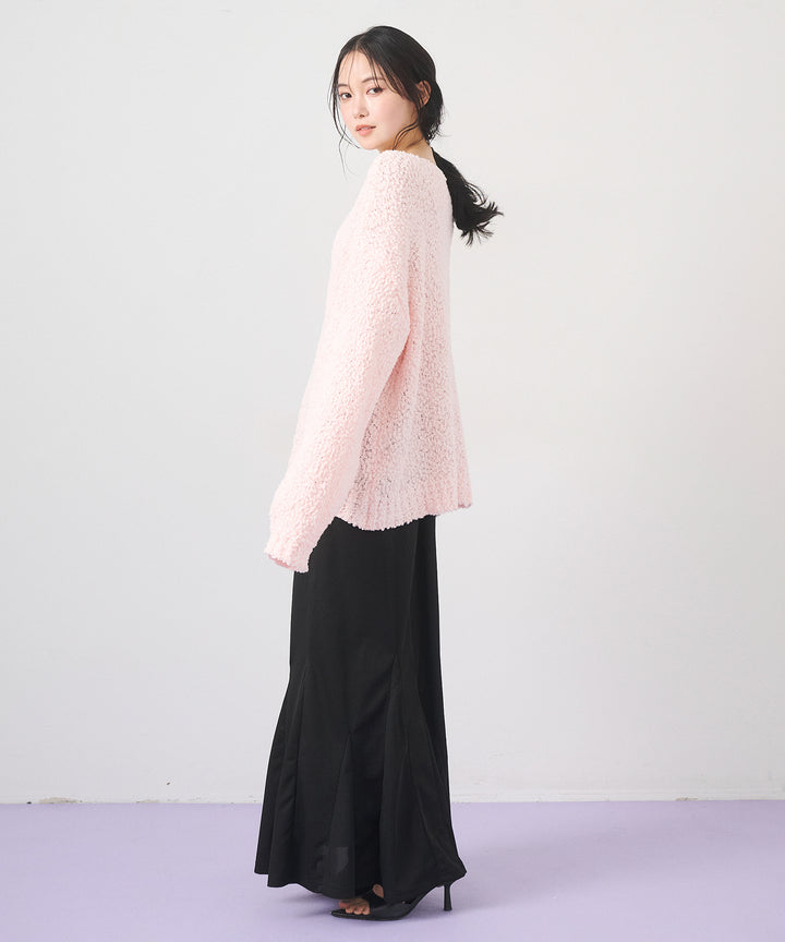 [SET]Airy Popcorn Knit Tops+Ribbed Mermaid Skirt(2set)