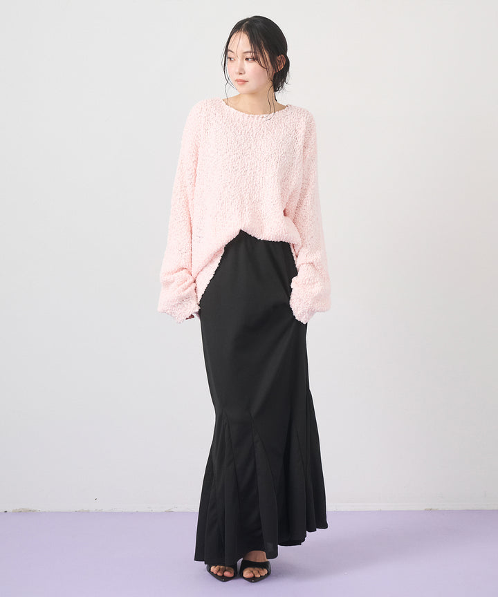 [SET]Airy Popcorn Knit Tops+Ribbed Mermaid Skirt(2set)