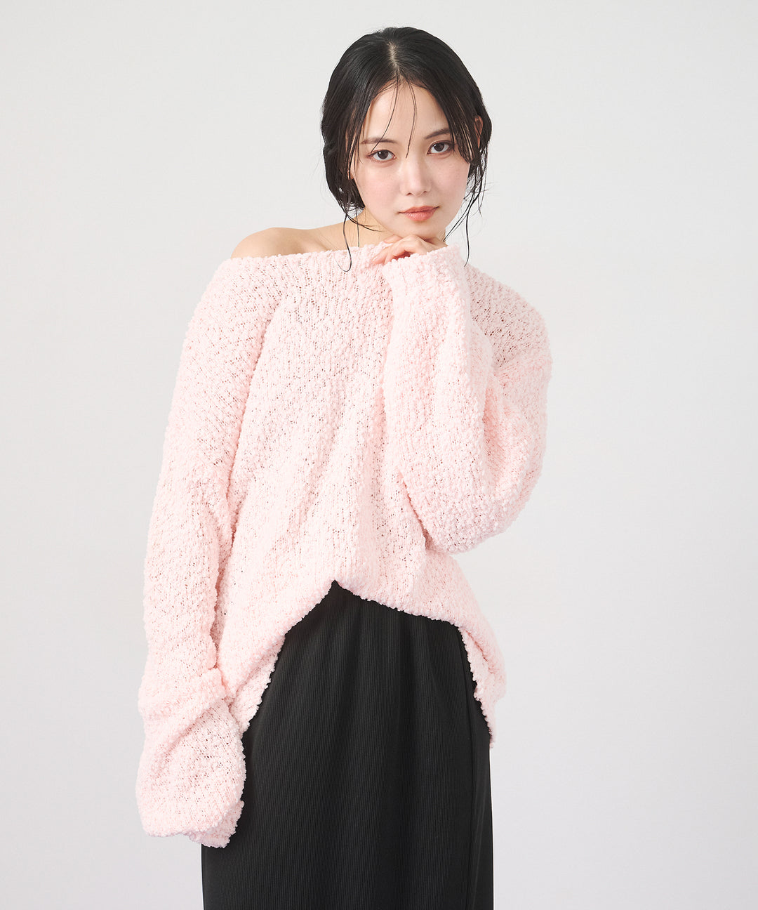[SET]Airy Popcorn Knit Tops+Ribbed Mermaid Skirt(2set)