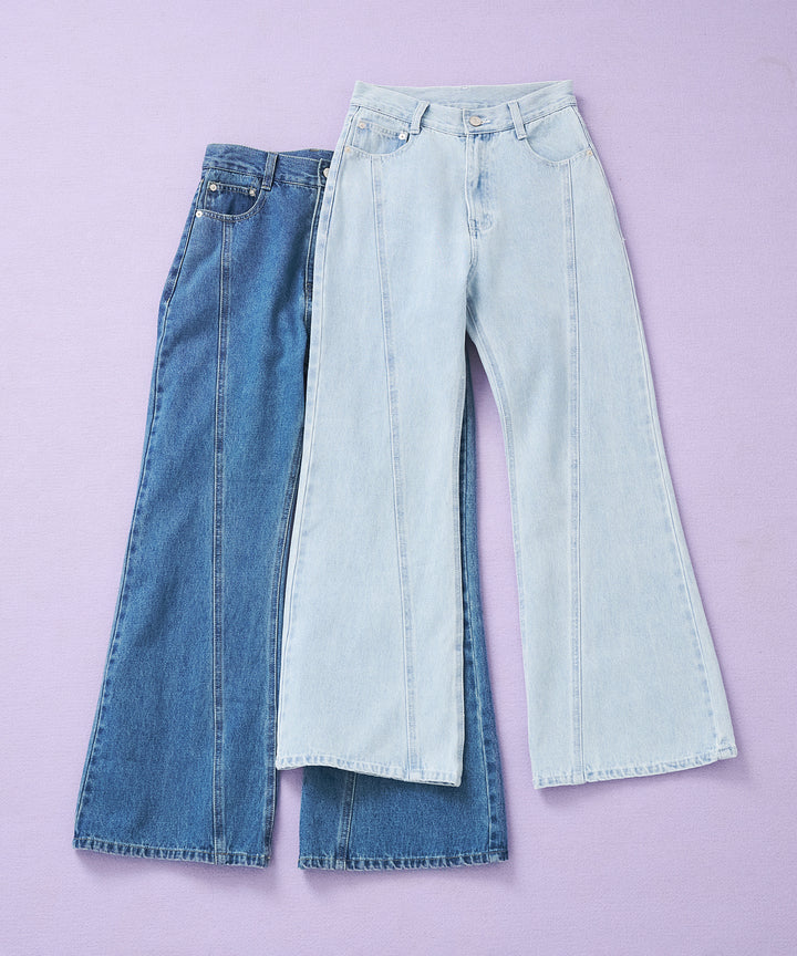 (eliuu)Seam Flare Denim Pants