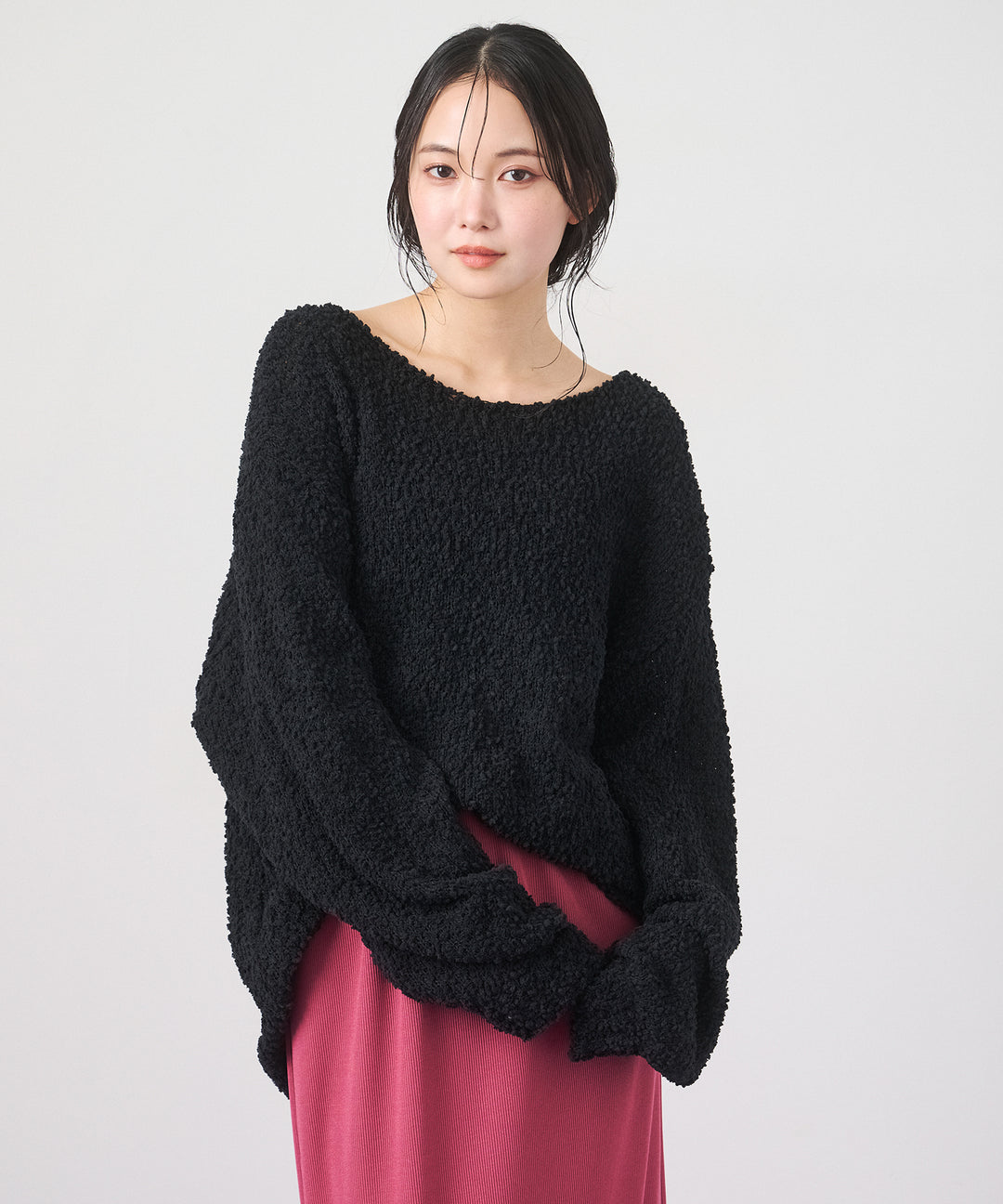 [SET]Airy Popcorn Knit Tops+Ribbed Mermaid Skirt(2set)