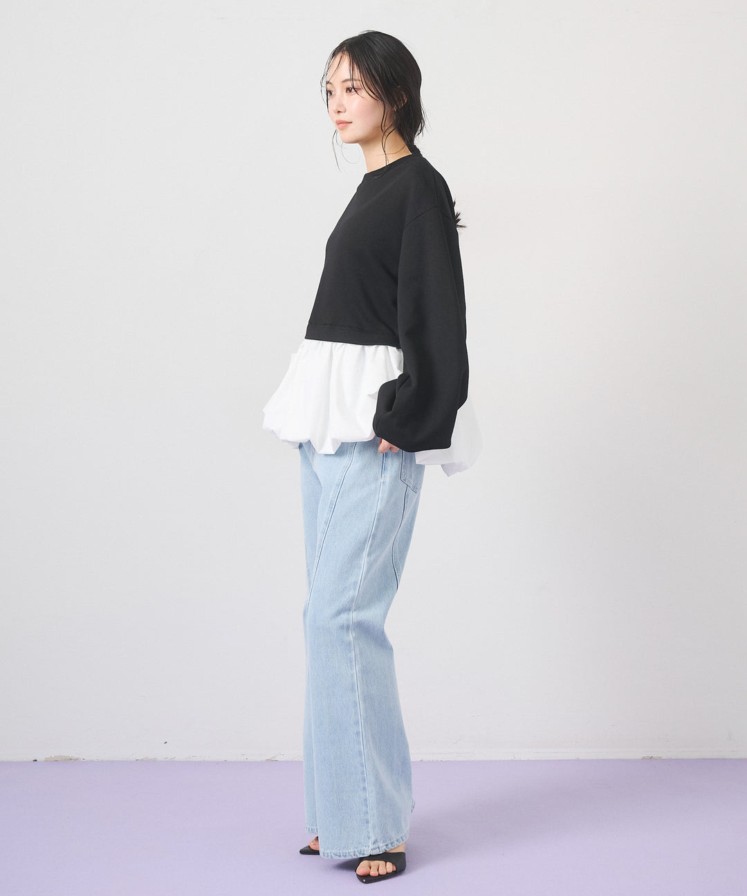 (eliuu)Seam Flare Denim Pants