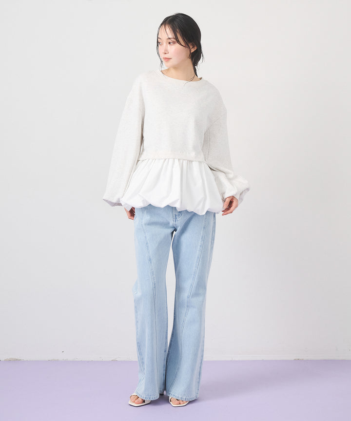 (eliuu)Seam Flare Denim Pants