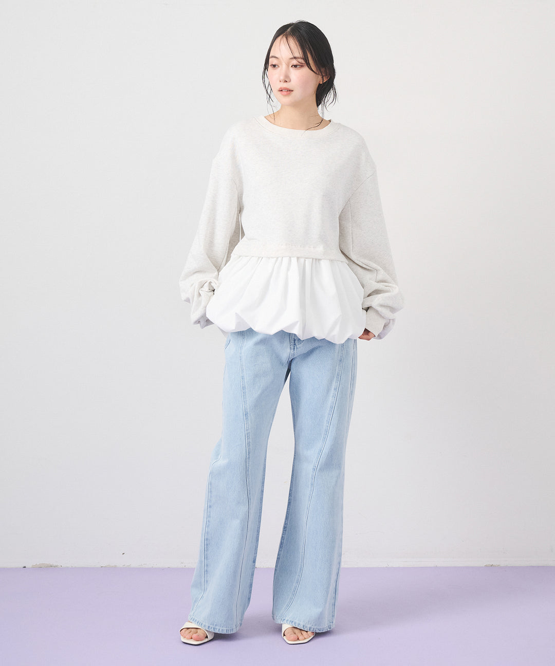 (eliuu)Seam Flare Denim Pants
