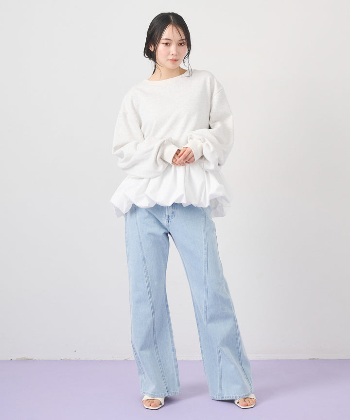 (eliuu)Seam Flare Denim Pants