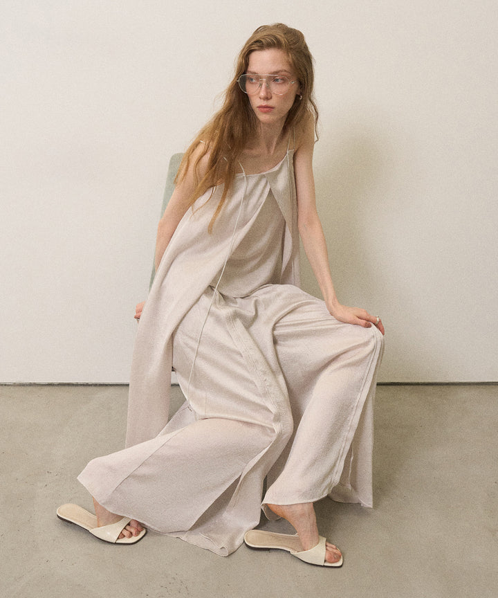Crinkle Satin Wide Pants